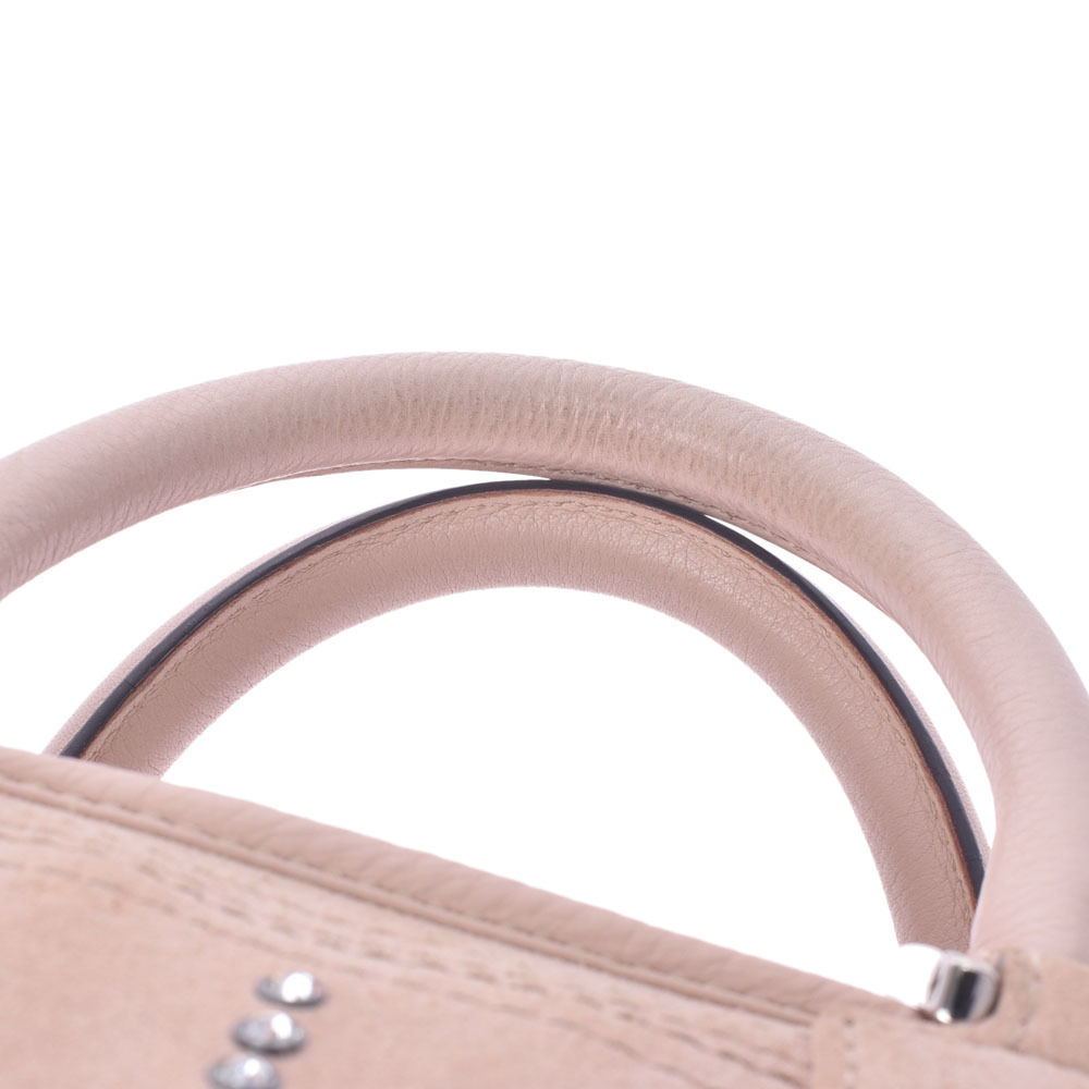 LOEWE Rhinestone Pink Beige Tan Suede Handbag - Picture 4 of 11